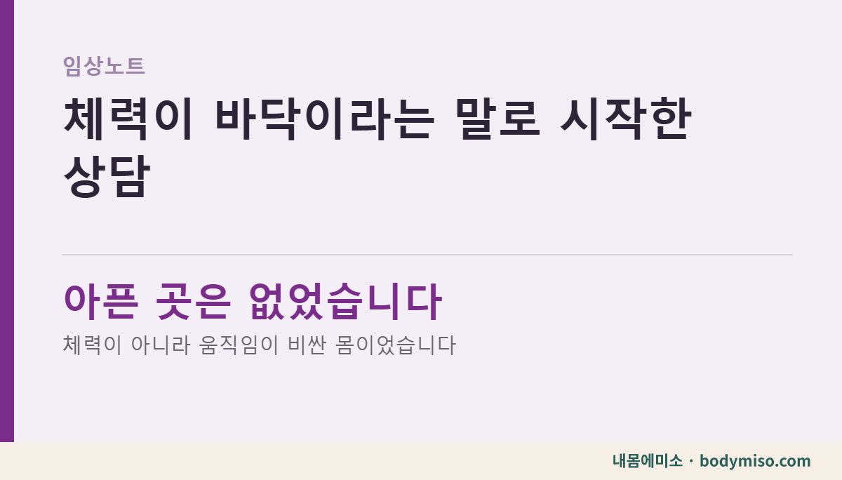 체력이 바닥이라는 말로 시작한 상담 — 동탄 내몸에미소 임상노트